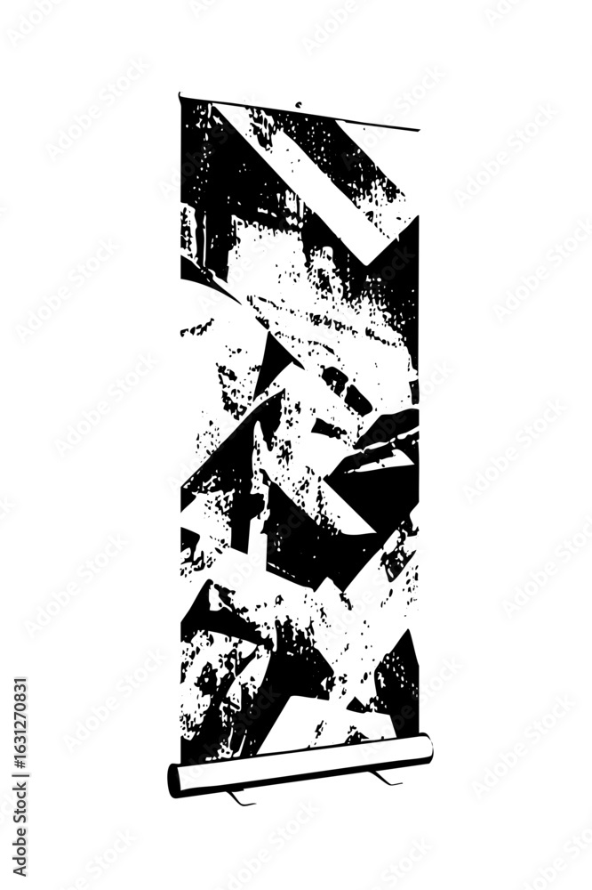 Poster vector abstract banner with fragmented geometric shapes.