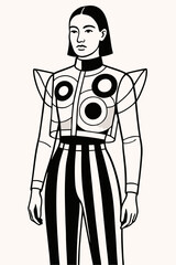 sketch of a girl with a bag