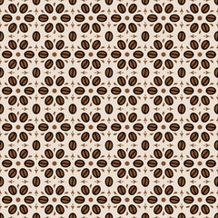 Seamless geometric pattern with icons of coffee beans vector