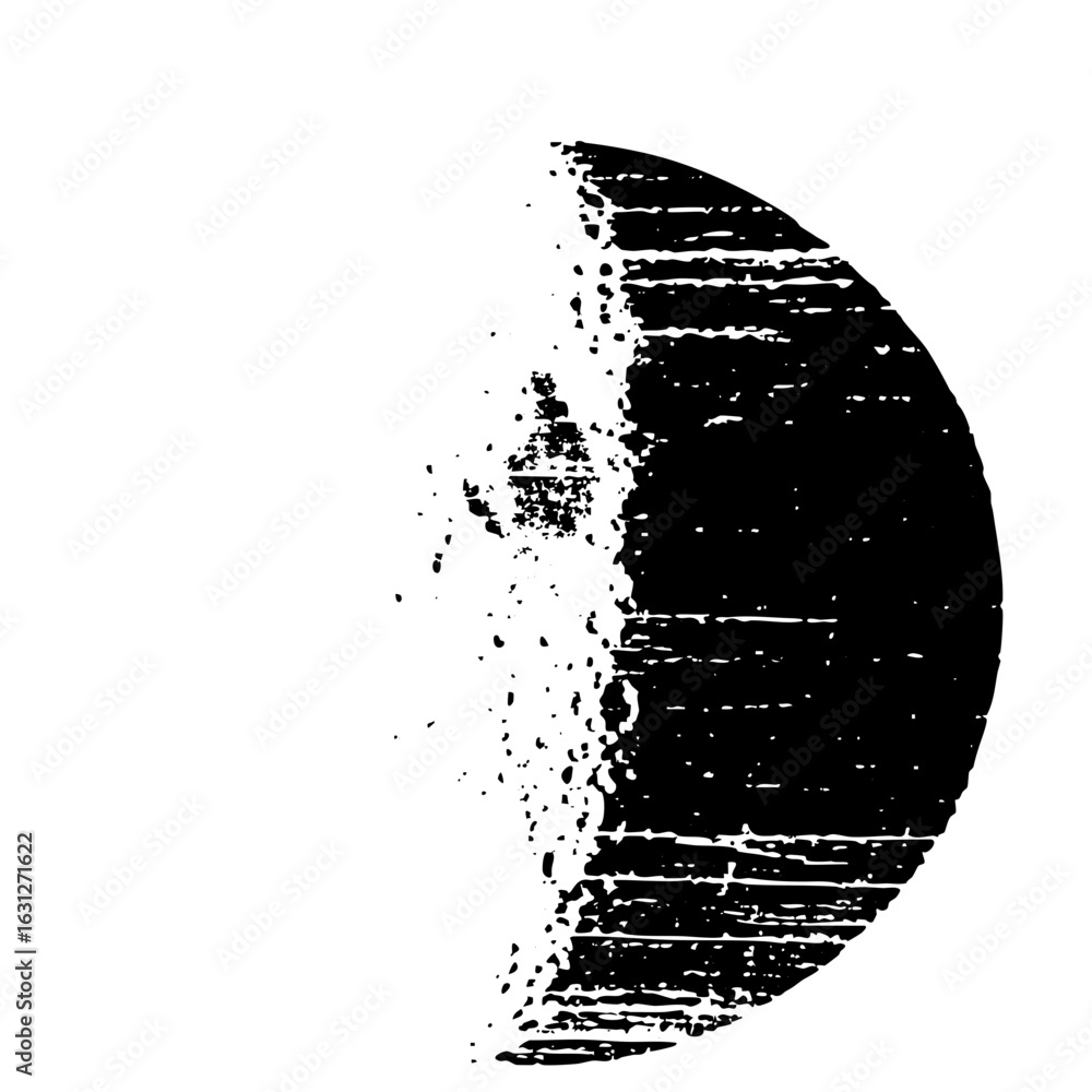 Aufkleber vector abstract half-moon with textured surface.