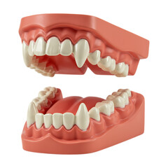 Obraz premium Dentures with prominent canine teeth isolated on transparent background