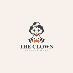 Clown logo template jester minimalist joker clown design