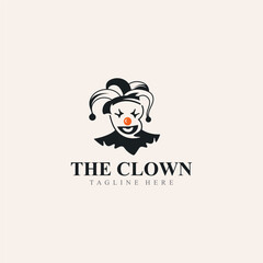 Clown logo template jester minimalist joker clown design