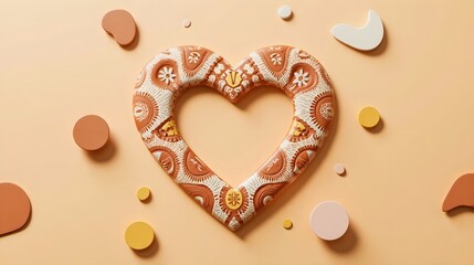 3D Clay Heart with African Tribal Patterns - National Women's Day