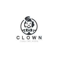 Clown logo template jester minimalist joker clown design