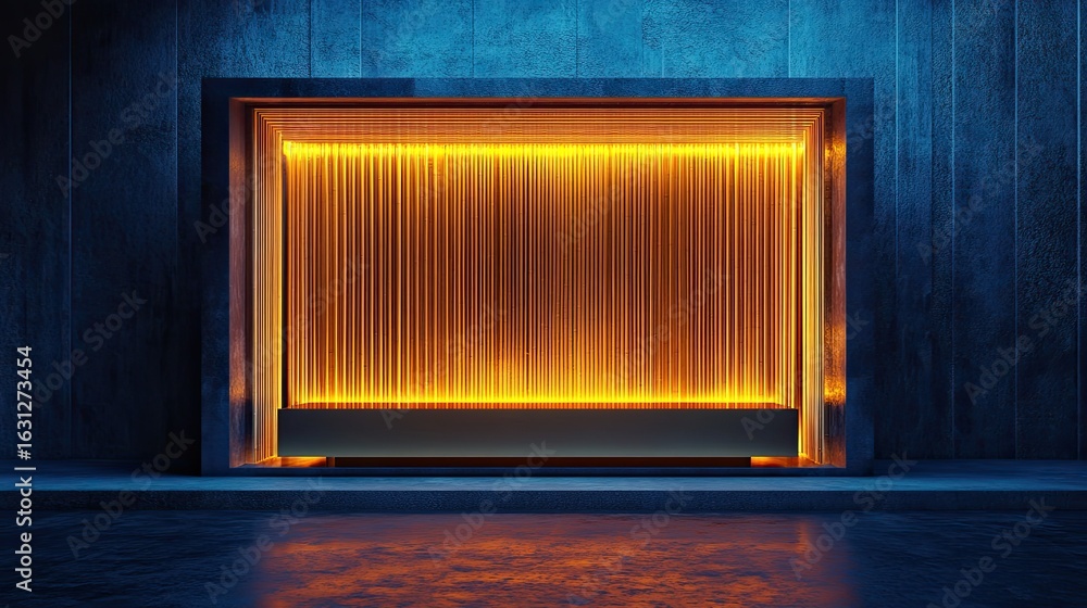 Aufkleber abstract illuminated display with gold lines in a modern architecture setting