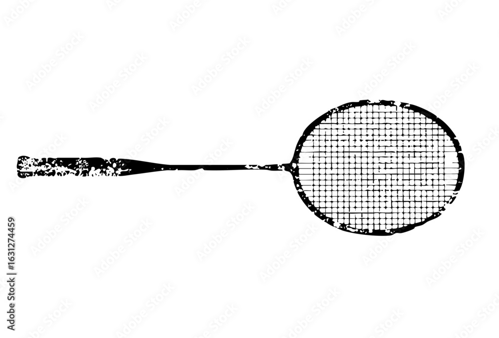 Aufkleber vector black silhouette of a badminton racket with a stringed head.