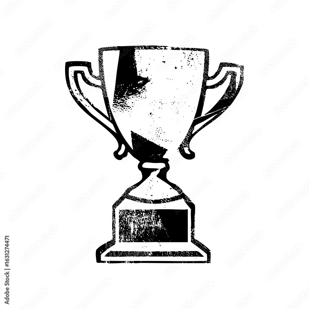 Poster vector distressed trophy with handles and base.