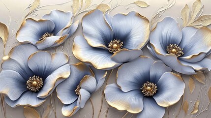 Enchanting design with gold accents on delicate petals.