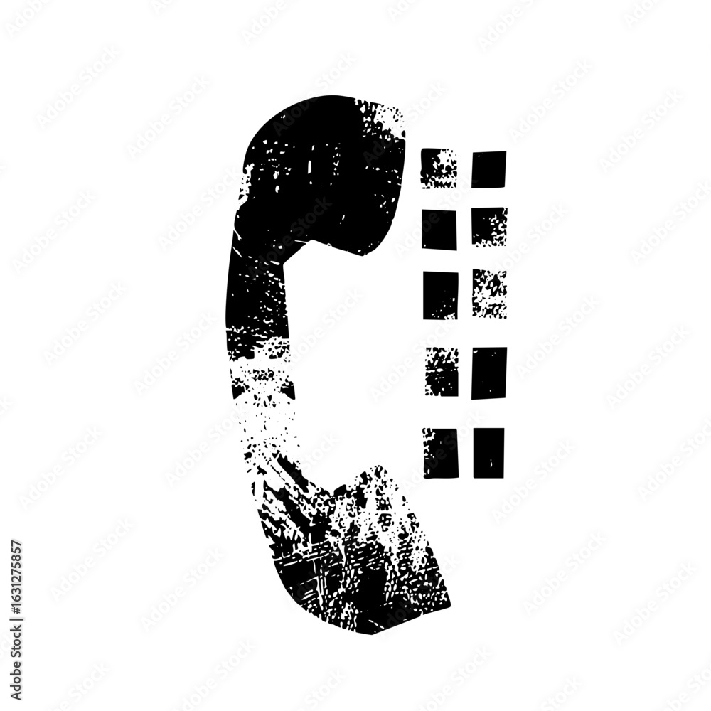 Poster vector distressed phone receiver with keypad .