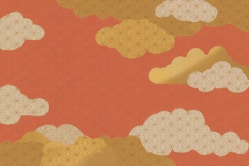 Vibrant abstract clouds float across a warm sunset sky with intricate geometric patterns, evoking a serene and modern aesthetic.