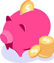 Finance and Banking Isometric Icons – Vector Set of Financial Elements and Money Management