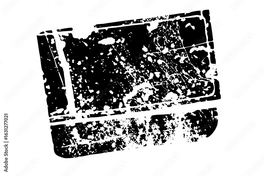 Aufkleber vector distressed rectangular stamp with textured ink splatter.