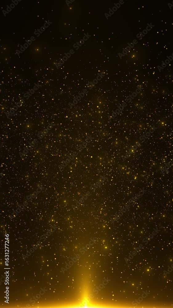 Poster dark golden particle field sparkle motion abstract elegant gold glowing line lighting effect. virtua
