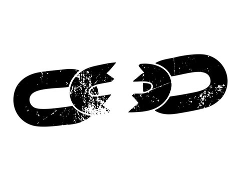 Vector Broken chain depicts separation and disruption.