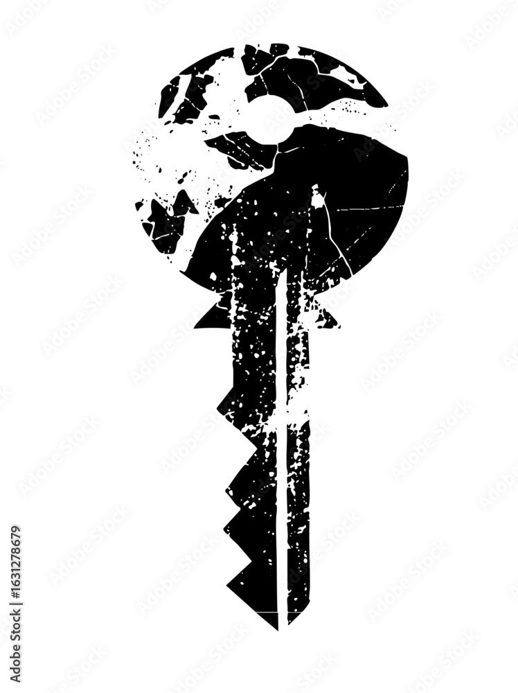Poster vector distressed keyhole with fractured elements.