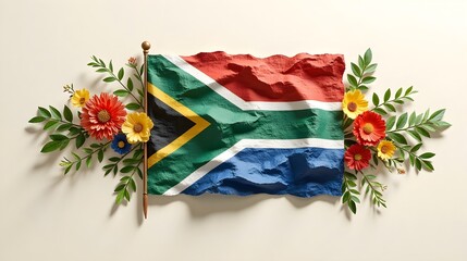 Papercut Floral South African Flag - National Women's Day