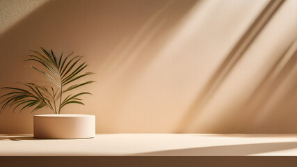 Modern wall with soft shadows and plant detail. Perfect for lifestyle and design layouts.