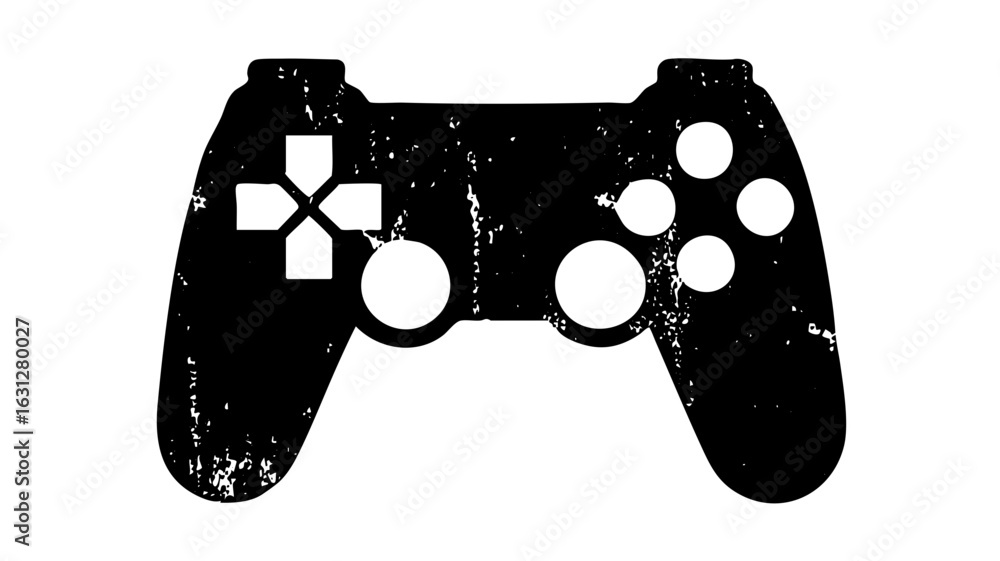 Poster vector black gamepad with circular controls