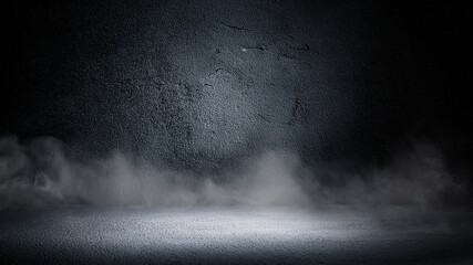 Textured black wall with fog effect. Perfect for dark-themed presentations or covers.