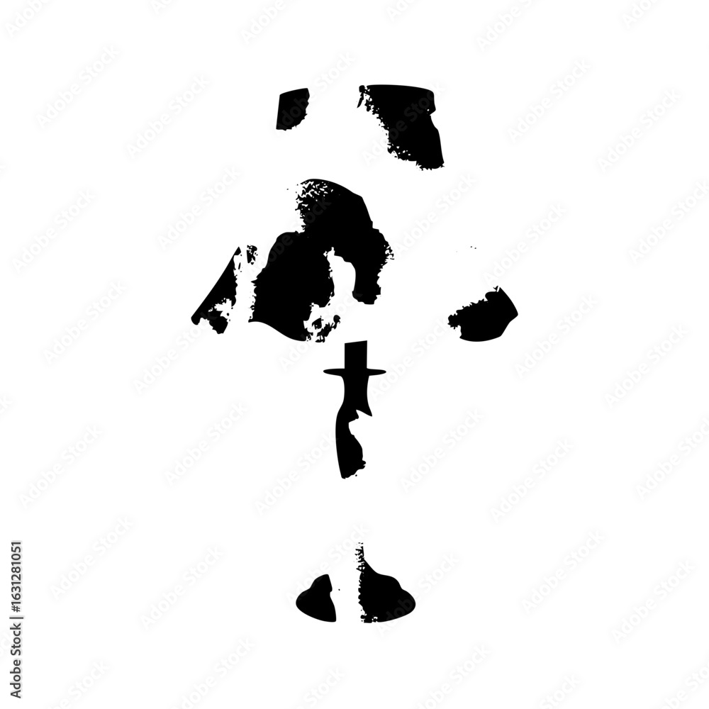 Poster vector abstract canine portrait created with bold black vector shapes.