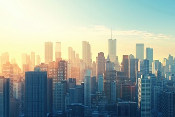 Stunning Artistic Rendering of a Modern Urban Skyline for Creative Projects