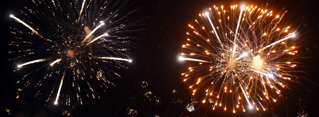 Banner Golden Firework celebrate anniversary independence day night time celebrate national...