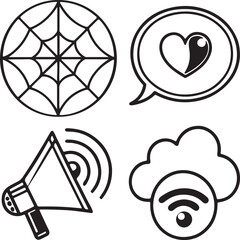 Media Vector line art icon set. Media, Audiovisual outline icons using black color. Editable linear vector and illustration