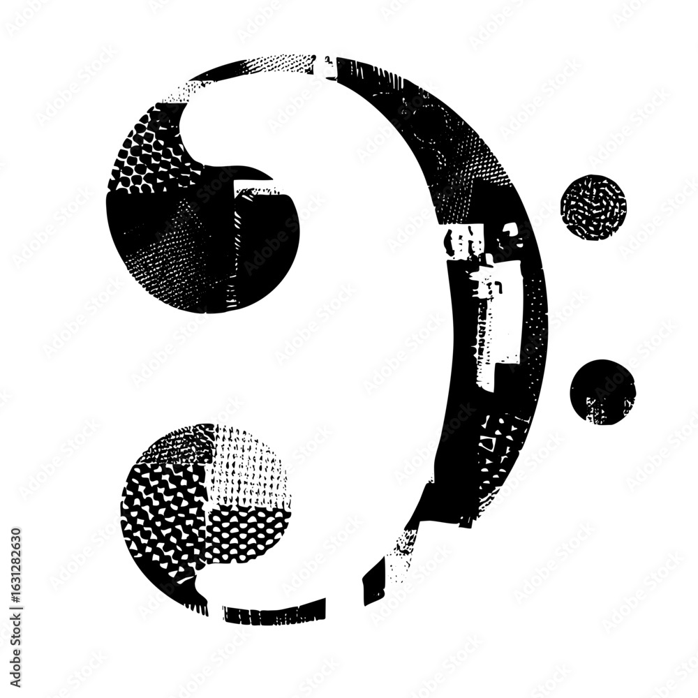 Poster vector abstract face with halftone and curved lines.