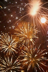 Vertical Horizon Golden Firework Countdown to new year 2025 party time event anniversary...