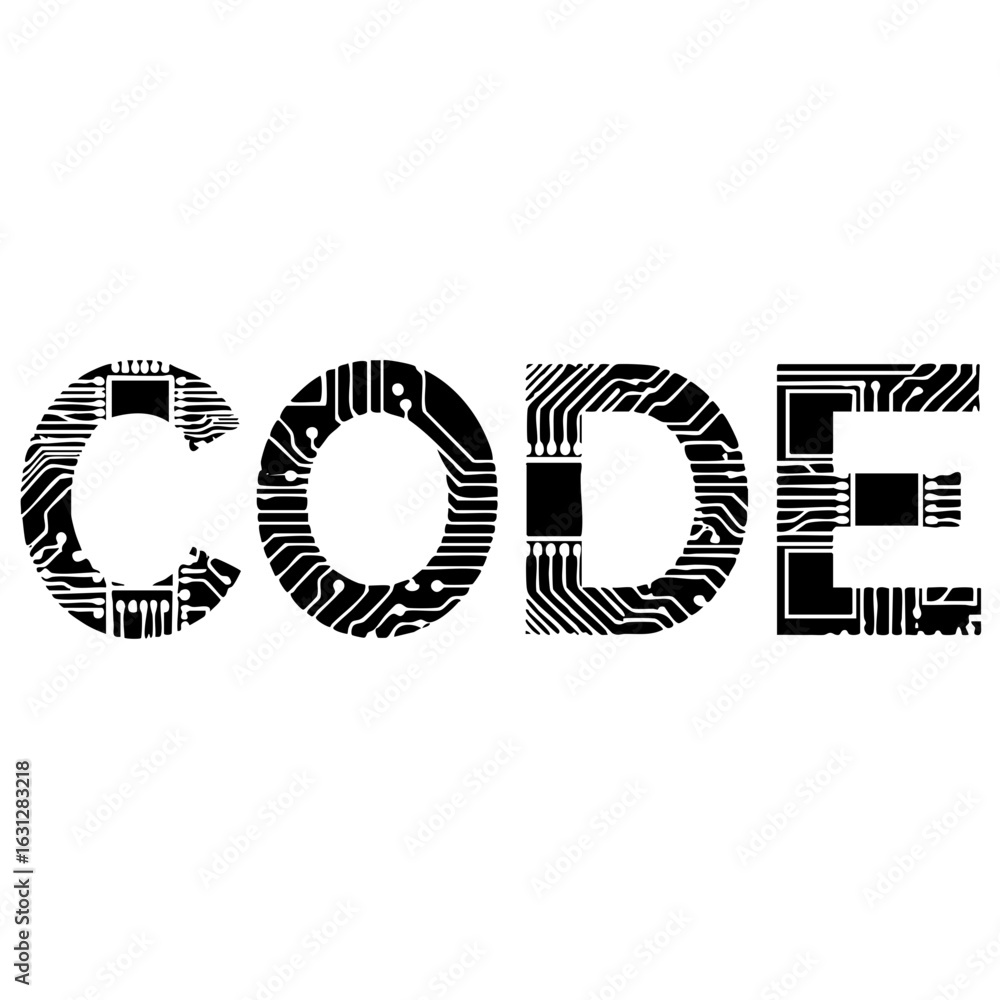 Poster vector circuit board typography of the word code