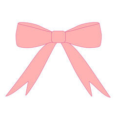 Pink Ribbon Bow Vector Illustration | Cute Decorative Design
