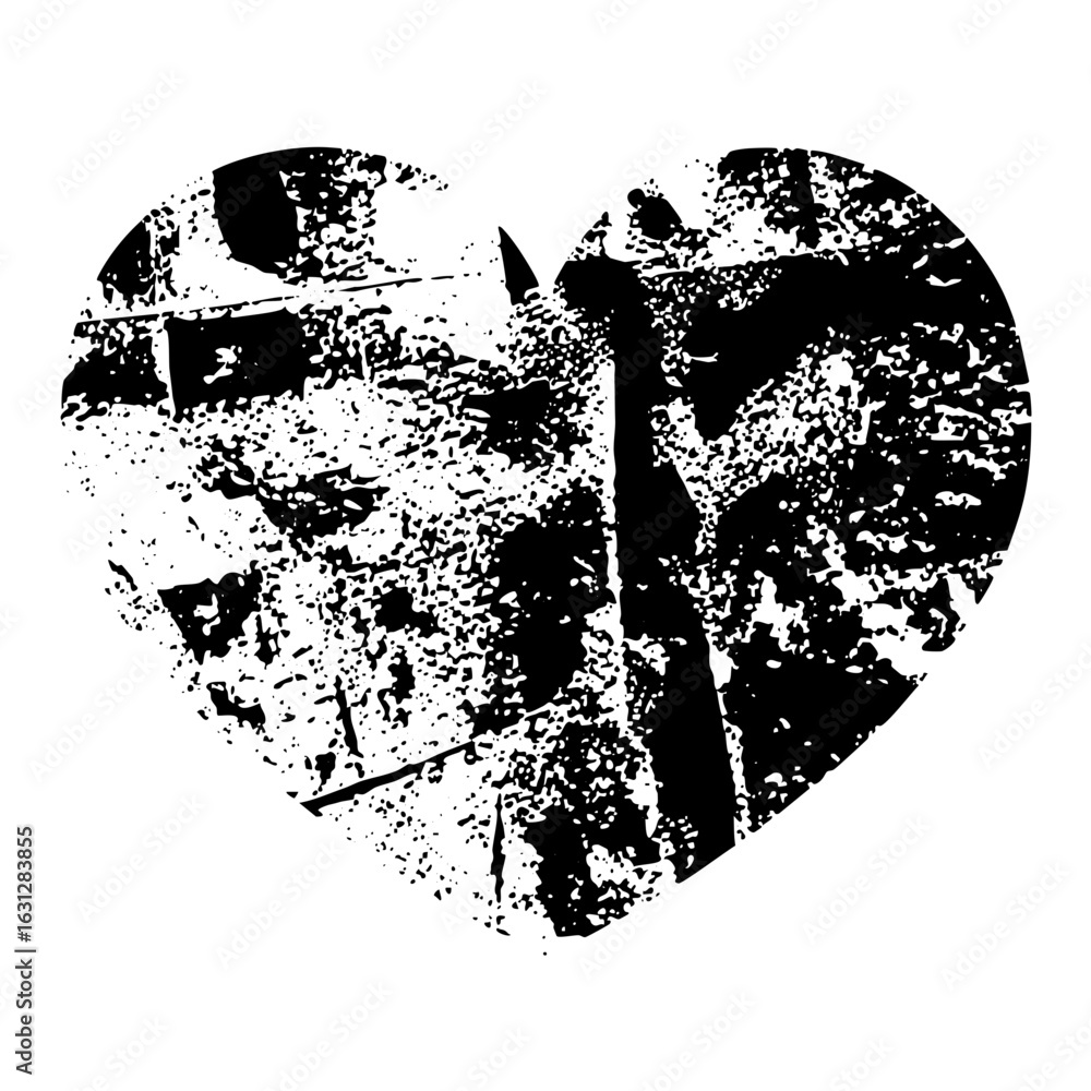 Poster vector distressed heart with abstract shapes.