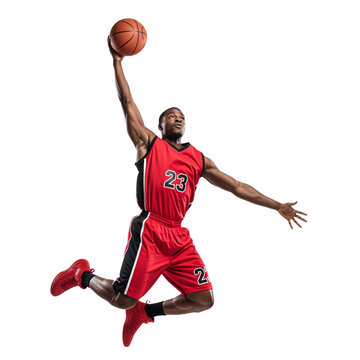 basketball player jumping to dunk on Isolated transparent background png. generated with AI