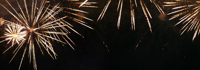 Banner Golden Firework celebrate anniversary independence day night time celebrate national...