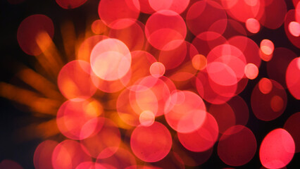 Blurred background Red Firework celebrate anniversary happy new year 2025, 4th of july holiday...