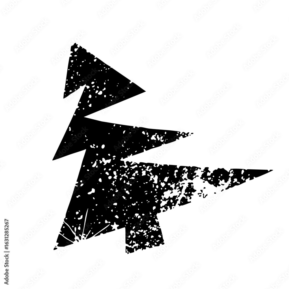 Poster vector abstract black fir tree with distressed texture.