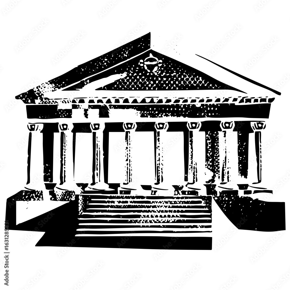 Poster vector classical building facade with columns .