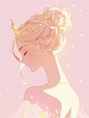 Elegant Plexiglas image of a cartoon brides back with