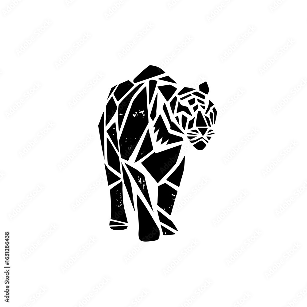 Aufkleber vector geometric tiger with sharp polygonal shapes.