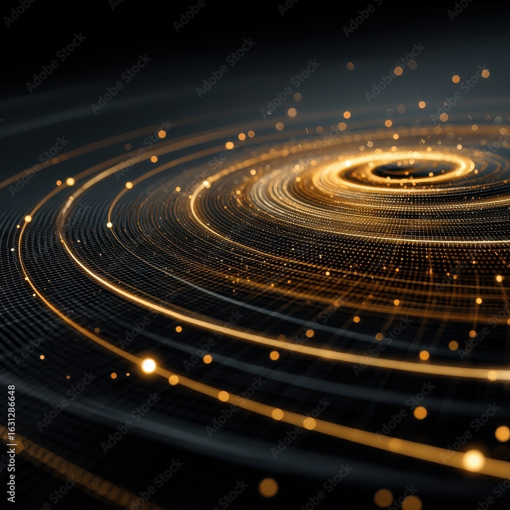 Poster dynamic light patterns digital space abstract art dark background