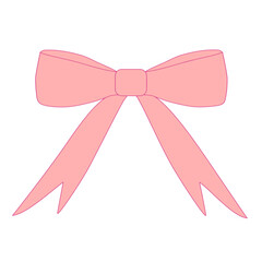 Pink Ribbon Bow Vector Illustration | Cute Decorative Design
