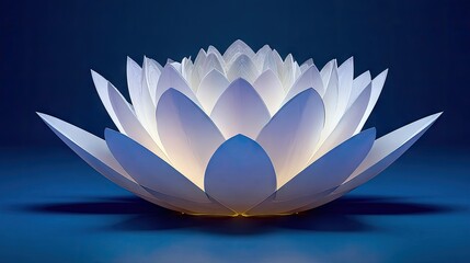 Illuminated lotus flower on a dark background.
