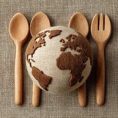 Global food culture inspired by earth-shaped table setting