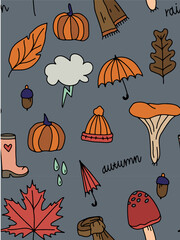 Vector illustration. Seamless autumn pattern.