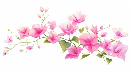 Fototapeta premium Isolated pink Bougainvillea bloom against a bright wh