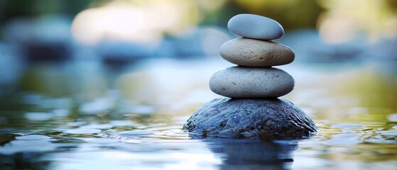 The beauty of harmony between stones and reflections in water.
