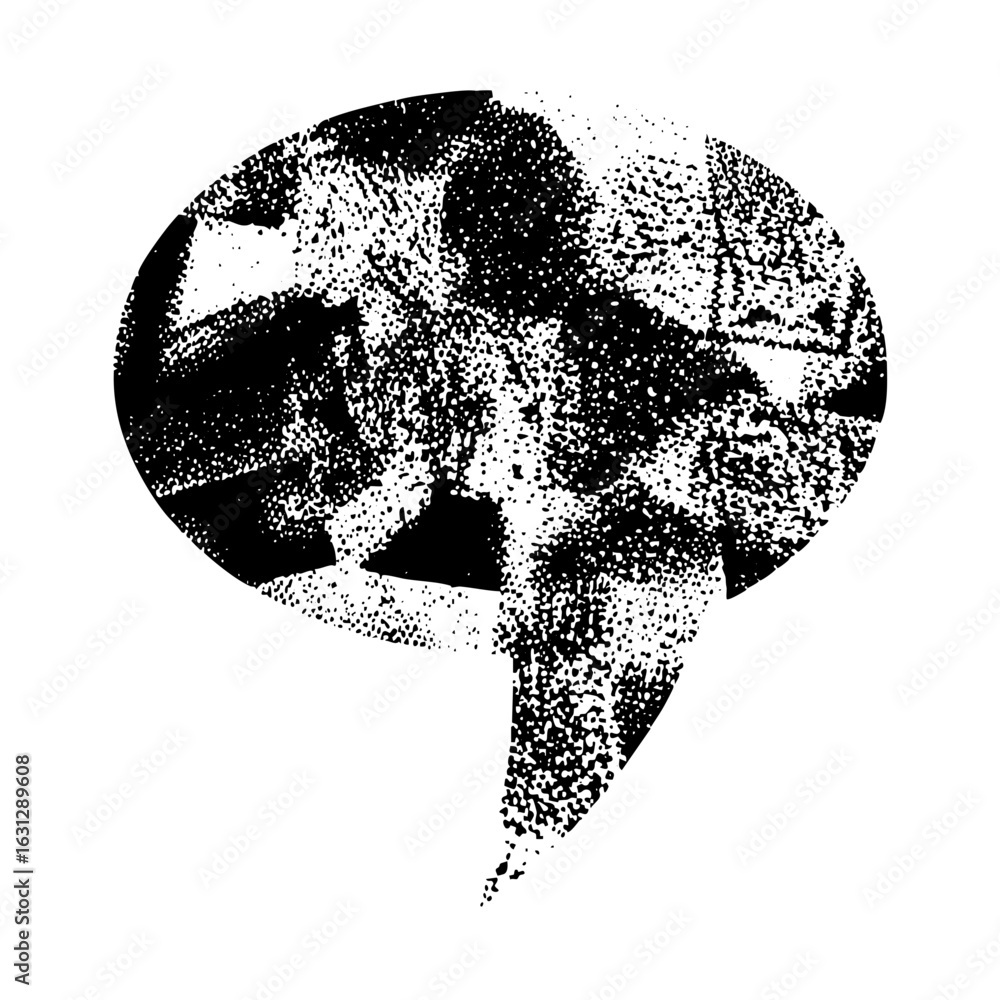 Poster vector abstract brain composed of dotted shapes.