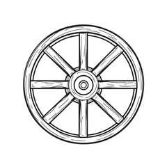 Naklejka premium wooden wheel silhouette, wheel silhouette icon, wheel vector silhouette, isolated wheel Vector,wheel Silhouette,wheel icon set, black wheel symbol for you,color Vector illustration, 