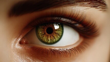 Close-up of a human eye with detailed iris and eyelashes highlighting natural beauty and eye color